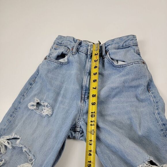 Zara Distressed High Waisted Light Wash Denim Jeans size 4 - Picture 5 of 12